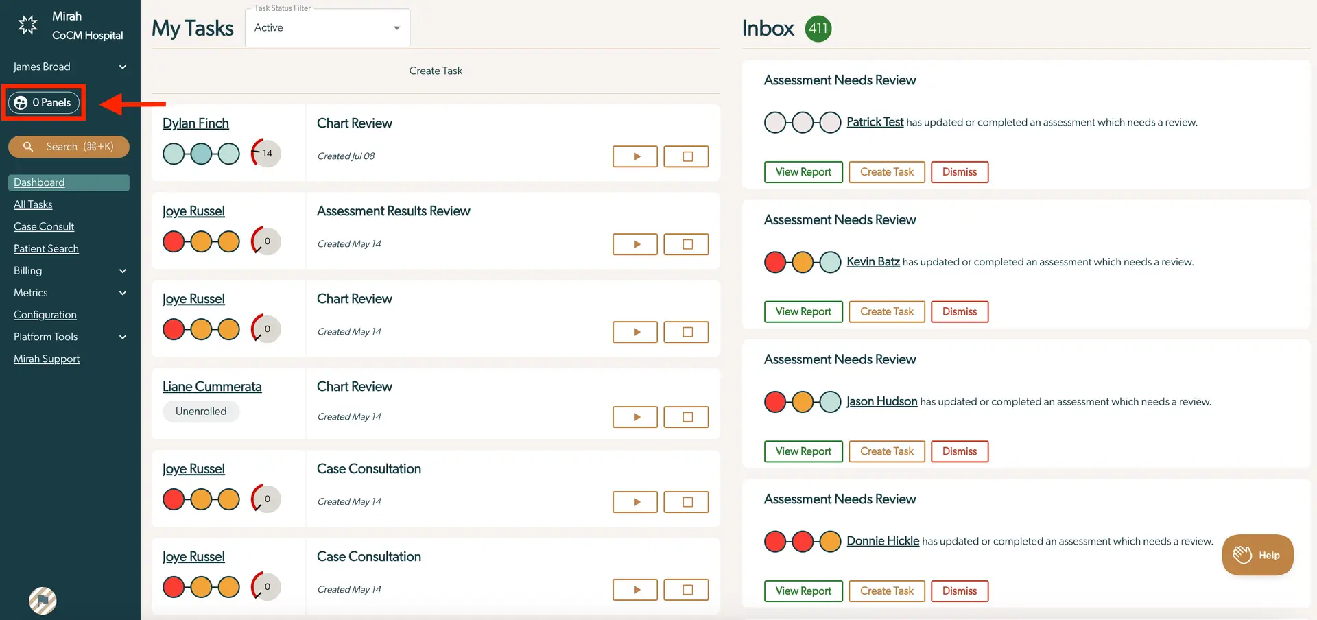 Mirah Collaborative Care Panels - How to Filter Data by Panel