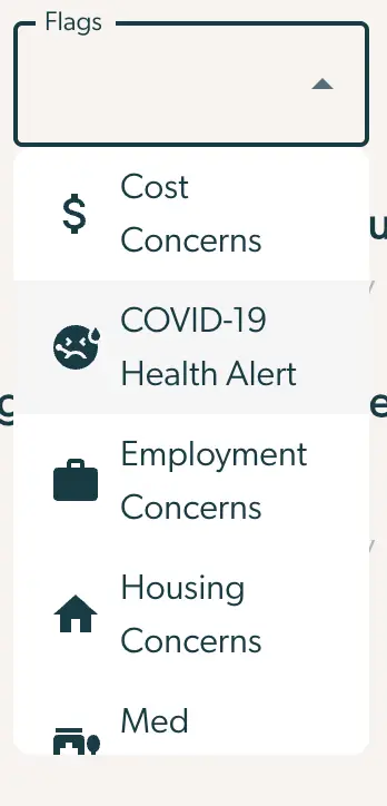 Mirah Schedule View Flags dropdown menu
