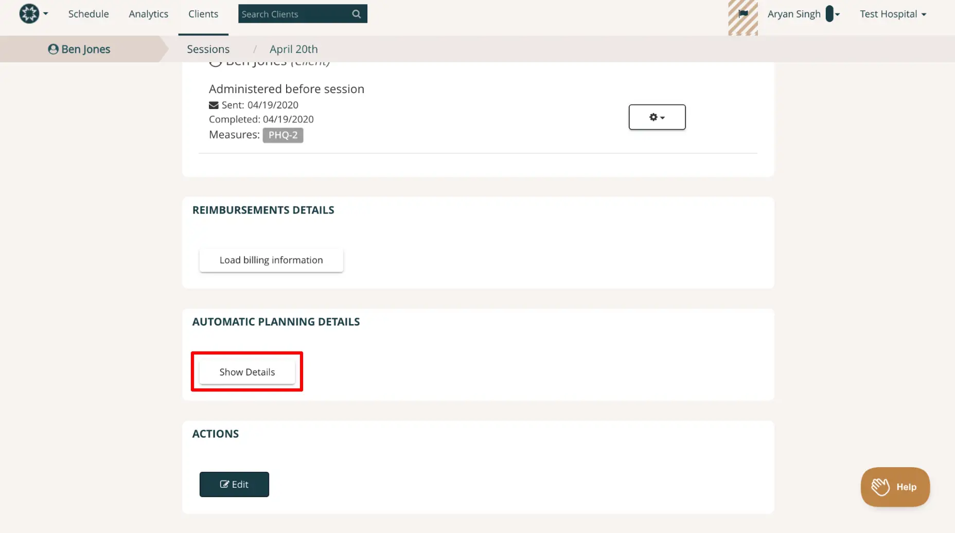 Mirah platform Measure Planning and Scale Selection Tool for client Ben Jones, session details for April 20th.