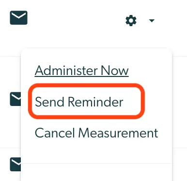 Mirah Collaborative Care dropdown menu with Send Reminder option highlighted