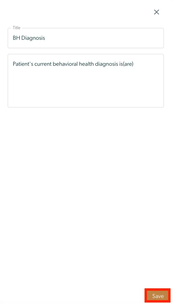 Mirah Collaborative Care Smart Phrase management screen with fields for title and phrase, and a save button.