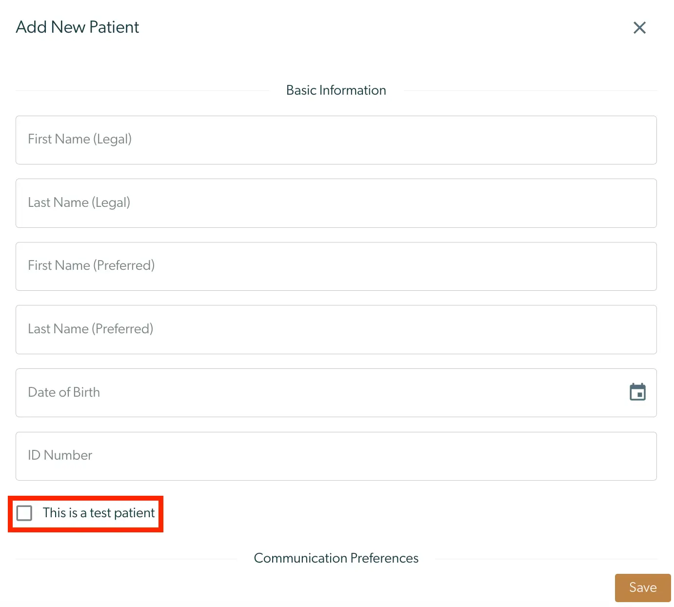 Mirah Collaborative Care Add New Patient screen