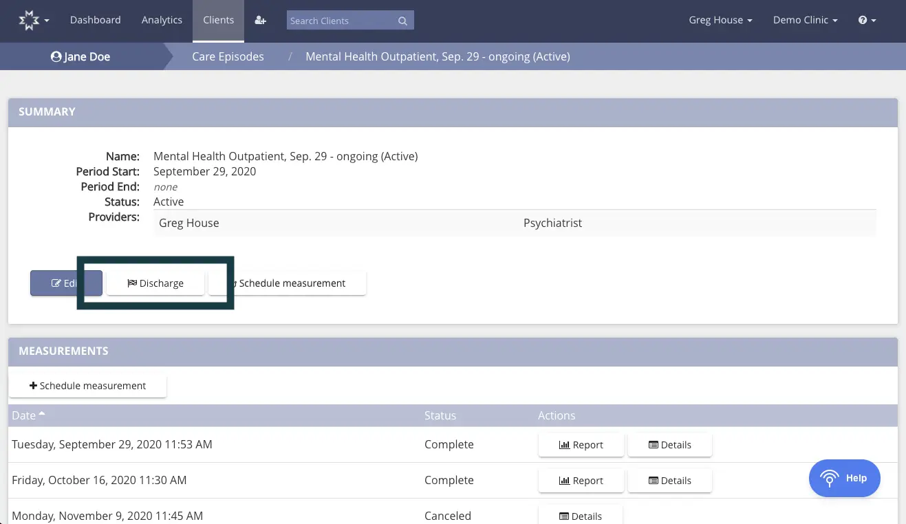 Mirah platform Care Episodes Mental Health Outpatient, Sep. 29 - ongoing (Active) screen