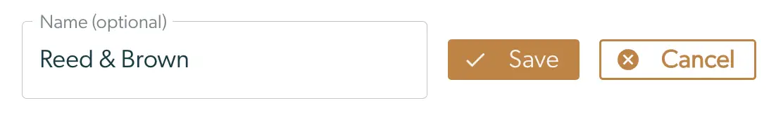 Mirah Collaborative Care panel creation screen with name input field and Save and Cancel buttons.