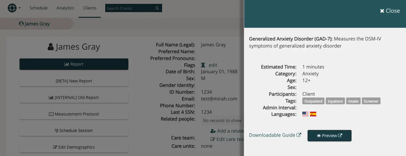 Mirah platform - Clients - James Gray - Generalized Anxiety Disorder (GAD-7) measure details