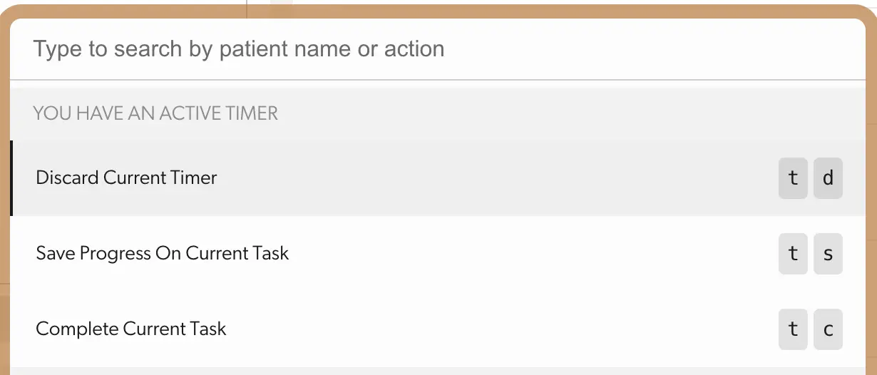 Mirah Collaborative Care Command Bar with active timer options