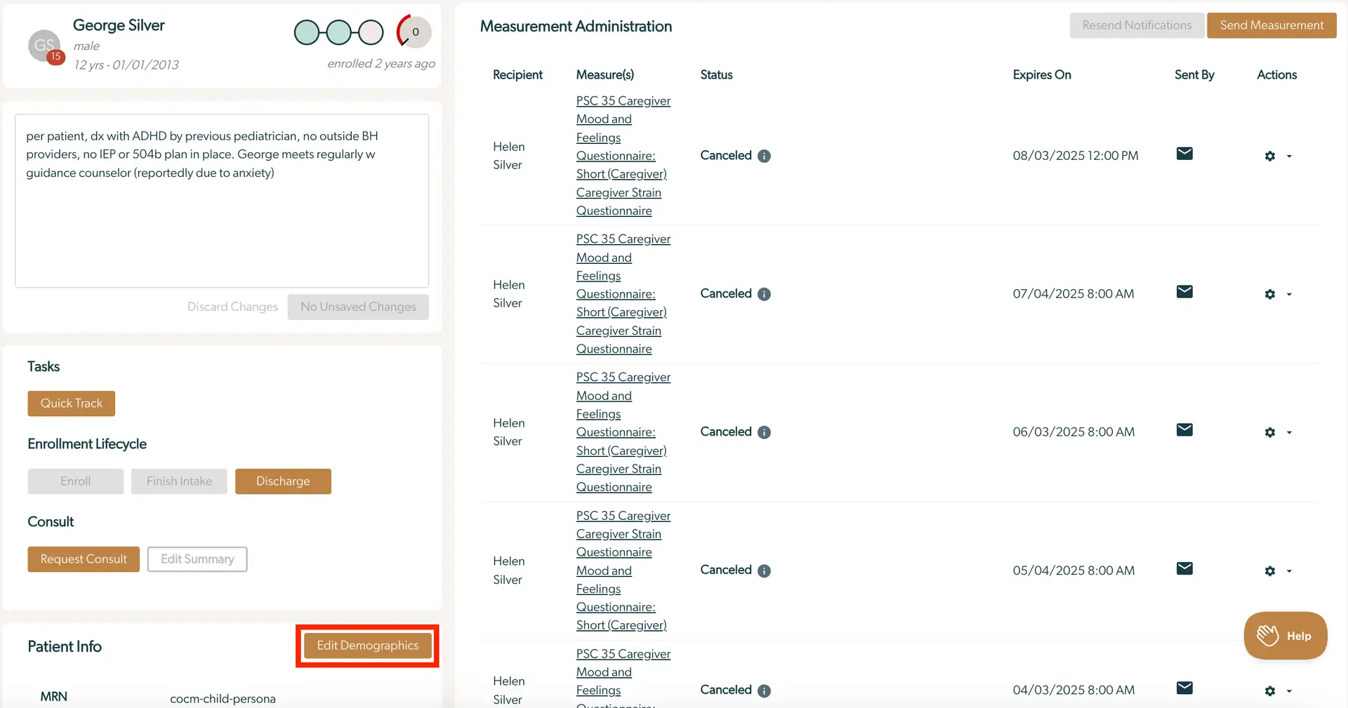 Mirah Collaborative Care Patients Feature Guide - George Silver Profile and Measurement Administration