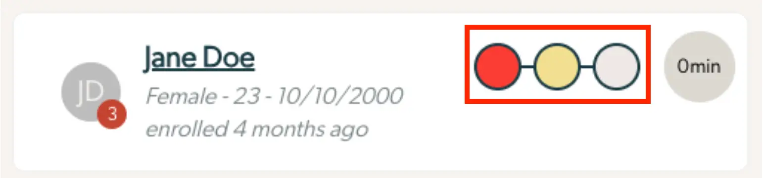 Mirah Collaborative Care Patients - Status Badge for Jane Doe