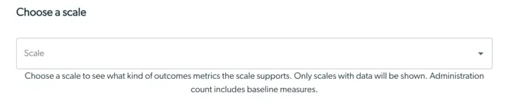 Mirah Outcomes Framework - Select a Scale screen