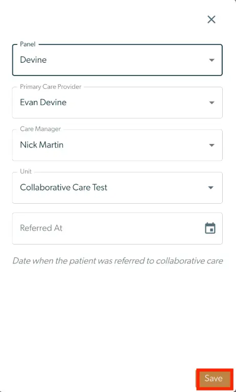 Mirah Collaborative Care Patient Enrollment Screen
