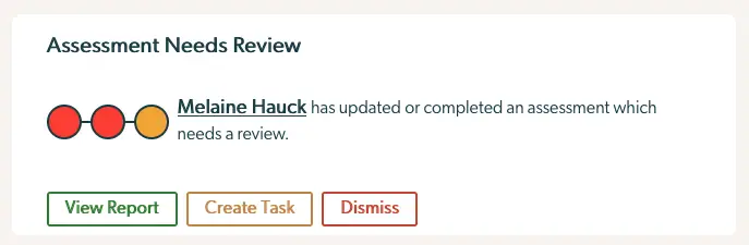 Mirah Collaborative Care Dashboard - Assessment Needs Review notification