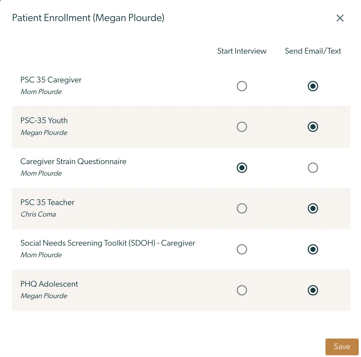 Mirah Collaborative Care Patient Enrollment screen for Megan Plourde